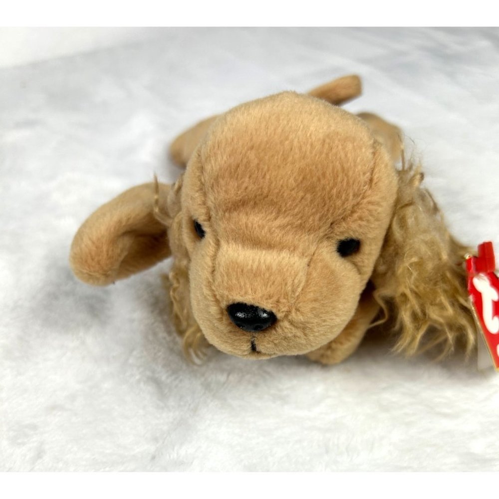 Ty Teenie Beanie Baby SPUNKY the Cocker Spaniel Plush Stuffed Toy dob 1997